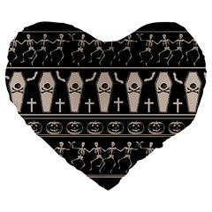 Halloween Pattern Large 19  Premium Flano Heart Shape Cushions by ValentinaDesign