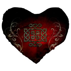 The Celtic Knot With Floral Elements Large 19  Premium Flano Heart Shape Cushions by FantasyWorld7