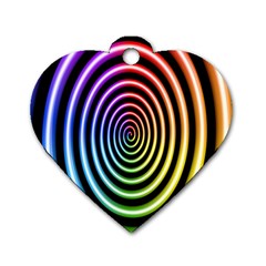 Hypnotic Circle Rainbow Dog Tag Heart (two Sides) by Mariart