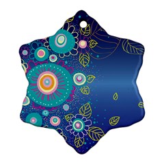 Flower Blue Floral Sunflower Star Polka Dots Sexy Snowflake Ornament (two Sides) by Mariart