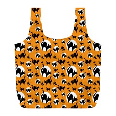 Pattern Halloween Black Cat Hissing Full Print Recycle Bags (l)  by iCreate