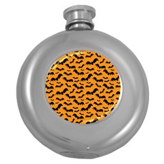Pattern Halloween Bats  Icreate Round Hip Flask (5 Oz) by iCreate