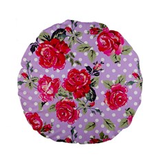 Shabby Chic,pink,roses,polka Dots Standard 15  Premium Flano Round Cushions by NouveauDesign