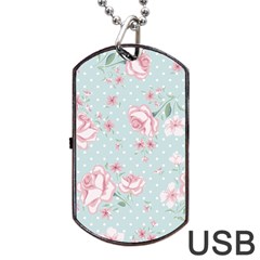 Shabby Chic,pink,roses,polka Dots Dog Tag Usb Flash (two Sides) by NouveauDesign