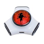 Dancing Couple On Red Background With Flowers And Hearts 3-Port USB Hub Front