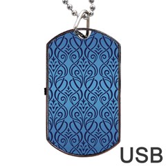 Art Nouveau Teal Dog Tag Usb Flash (one Side) by NouveauDesign