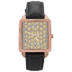 Star Fall Of Fantasy Flowers On Pearl Lace Rose Gold Leather Watch  by pepitasart