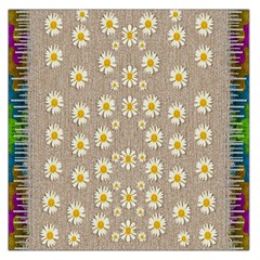 Star Fall Of Fantasy Flowers On Pearl Lace Large Satin Scarf (square) by pepitasart