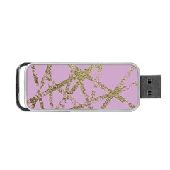 Modern,abstract,hand Painted, Gold Lines, Pink,decorative,contemporary,pattern,elegant,beautiful Portable Usb Flash (one Side) by NouveauDesign