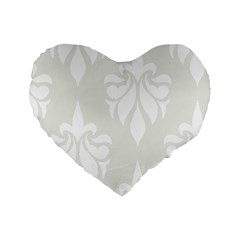 Fleur De Lis Standard 16  Premium Flano Heart Shape Cushions by NouveauDesign
