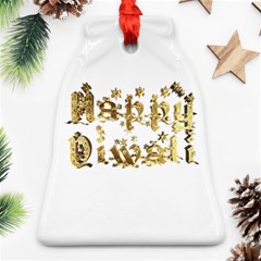 Happy Diwali Gold Golden Stars Star Festival Of Lights Deepavali Typography Ornament (bell) by yoursparklingshop