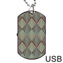 Art Deco Teal Brown Dog Tag Usb Flash (two Sides) by NouveauDesign
