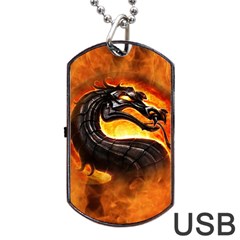 Dragon And Fire Dog Tag Usb Flash (two Sides) by Celenk