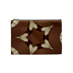 Chocolate Brown Kaleidoscope Design Star Cosmetic Bag (medium)  by yoursparklingshop