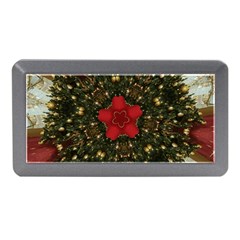 Christmas Wreath Stars Green Red Elegant Memory Card Reader (mini) by yoursparklingshop