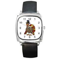 Thanksgiving Turkey  Square Metal Watch by Valentinaart