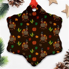 Thanksgiving Turkey  Snowflake Ornament (two Sides) by Valentinaart