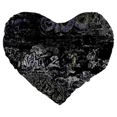 Graffiti Large 19  Premium Heart Shape Cushions by ValentinaDesign