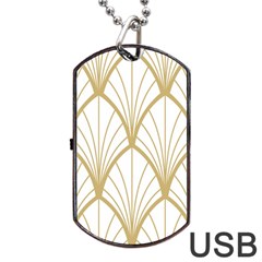 Art Deco, Beautiful,fan Pattern, Gold,white,vintage,1920 Era, Elegant,chic,vintage Dog Tag Usb Flash (two Sides) by NouveauDesign