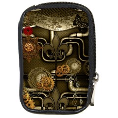 Wonderful Noble Steampunk Design, Clocks And Gears And Butterflies Compact Camera Cases by FantasyWorld7