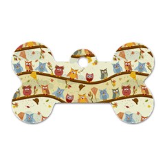 Autumn Owls Pattern Dog Tag Bone (one Side) by Celenk