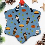 Pilgrims and Indians pattern - Thanksgiving Snowflake Ornament (Two Sides) Front