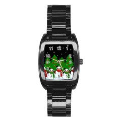 Kawaii Snowman Stainless Steel Barrel Watch by Valentinaart