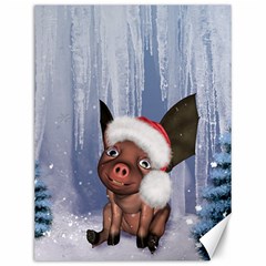 Christmas, Cute Little Piglet With Christmas Hat Canvas 12  X 16   by FantasyWorld7