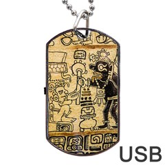 Mystery Pattern Pyramid Peru Aztec Font Art Drawing Illustration Design Text Mexico History Indian Dog Tag Usb Flash (one Side) by Celenk