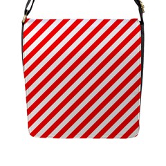 Christmas Red And White Candy Cane Stripes Flap Messenger Bag (l)  by PodArtist