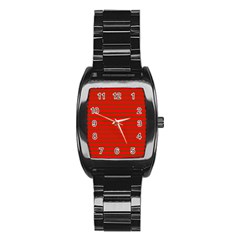 Christmas Red And Green Bedding Stripes Stainless Steel Barrel Watch by PodArtist