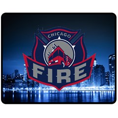 Chicago Fire With Skyline Fleece Blanket (medium)  by allthingseveryone