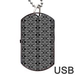 Black And White Ethnic Pattern Dog Tag USB Flash (Two Sides) Back