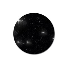 Starry Galaxy Night Black And White Stars Magnet 3  (round) by yoursparklingshop