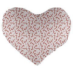 Candy Cane Large 19  Premium Heart Shape Cushions by patternstudio