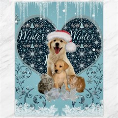 It s Winter And Christmas Time, Cute Kitten And Dogs Canvas 12  X 16   by FantasyWorld7