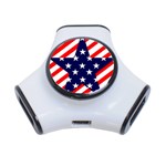 Patriotic Usa Stars Stripes Red 3-Port USB Hub Front