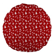 Red Christmas Pattern Large 18  Premium Flano Round Cushions by patternstudio