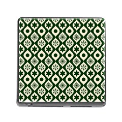 Green Ornate Christmas Pattern Memory Card Reader (square) by patternstudio