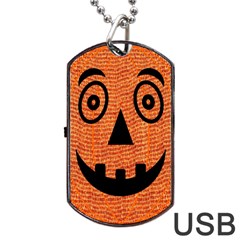 Fabric Halloween Pumpkin Funny Dog Tag Usb Flash (one Side) by Celenk