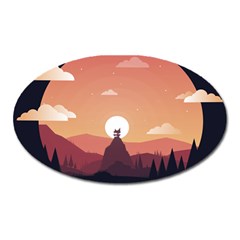 Design Art Hill Hut Landscape Oval Magnet by Celenk