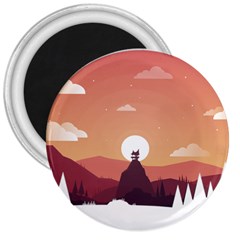 Design Art Hill Hut Landscape 3  Magnets by Celenk