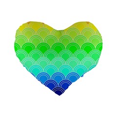 Art Deco Rain Bow Standard 16  Premium Flano Heart Shape Cushions by NouveauDesign