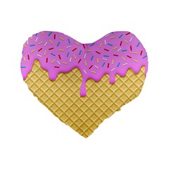 Strawberry Ice Cream Standard 16  Premium Flano Heart Shape Cushions by jumpercat