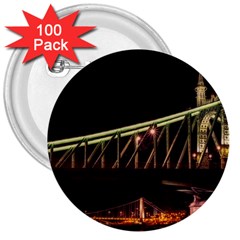 Budapest Hungary Liberty Bridge 3  Buttons (100 Pack)  by BangZart