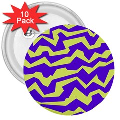Polynoise Vibrant Royal 3  Buttons (10 Pack)  by jumpercat