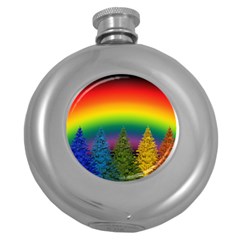 Christmas Colorful Rainbow Colors Round Hip Flask (5 Oz) by BangZart