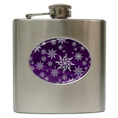 Christmas Star Ice Crystal Purple Background Hip Flask (6 Oz) by BangZart