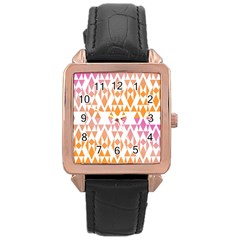 Geometric Abstract Orange Purple Rose Gold Leather Watch  by BangZart