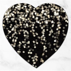 Christmas Bokeh Lights Background Jigsaw Puzzle (heart) by BangZart